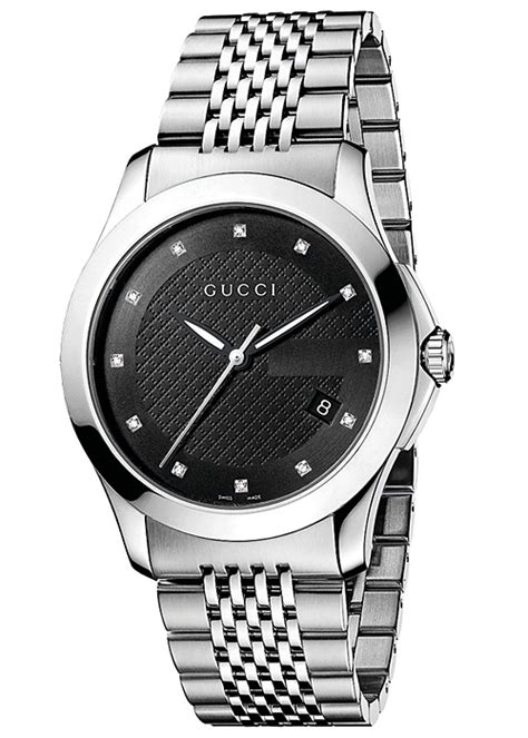 gucci mens black dial watch|men's black diamond gucci watch.